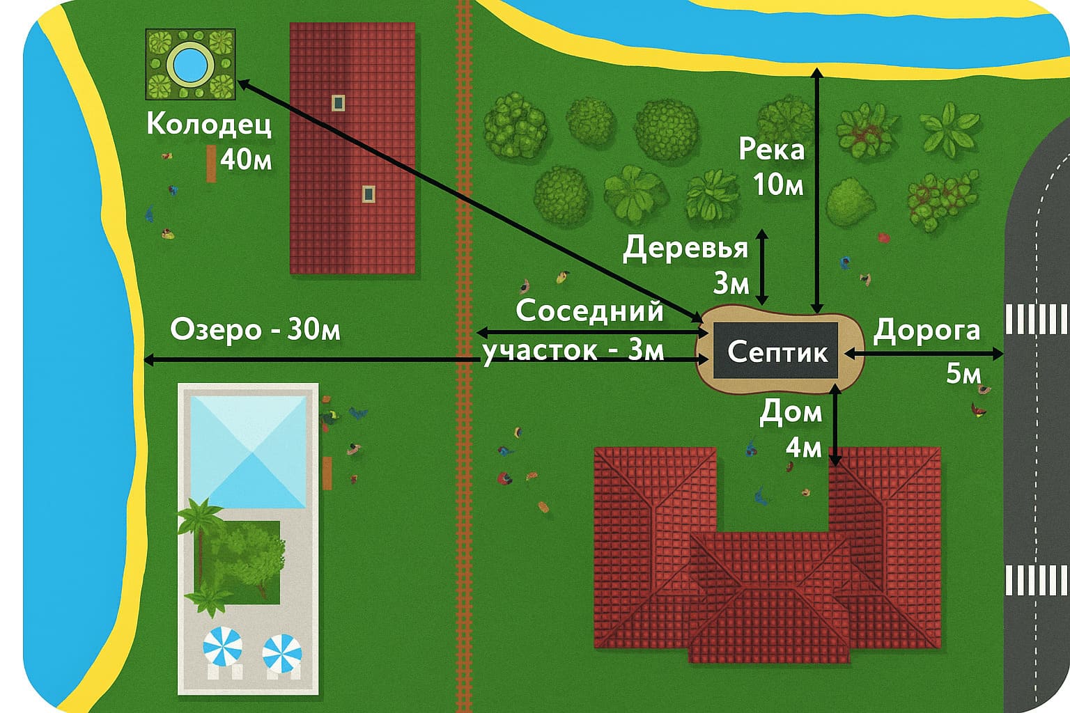 выбор места под септик