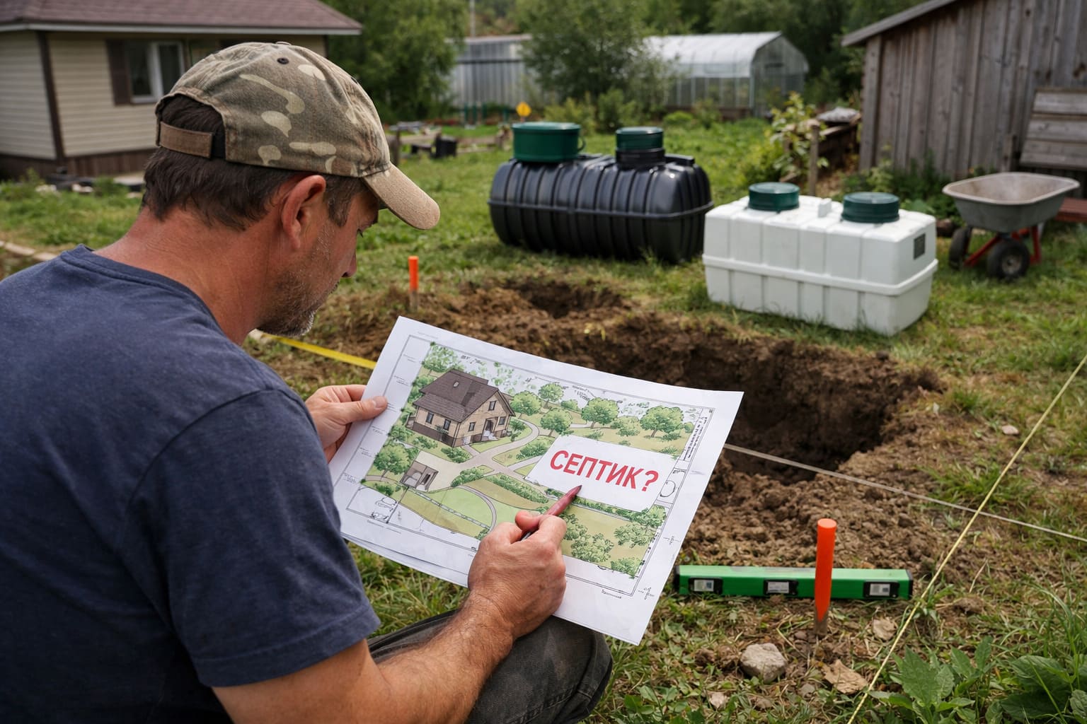 расположение септика на участке